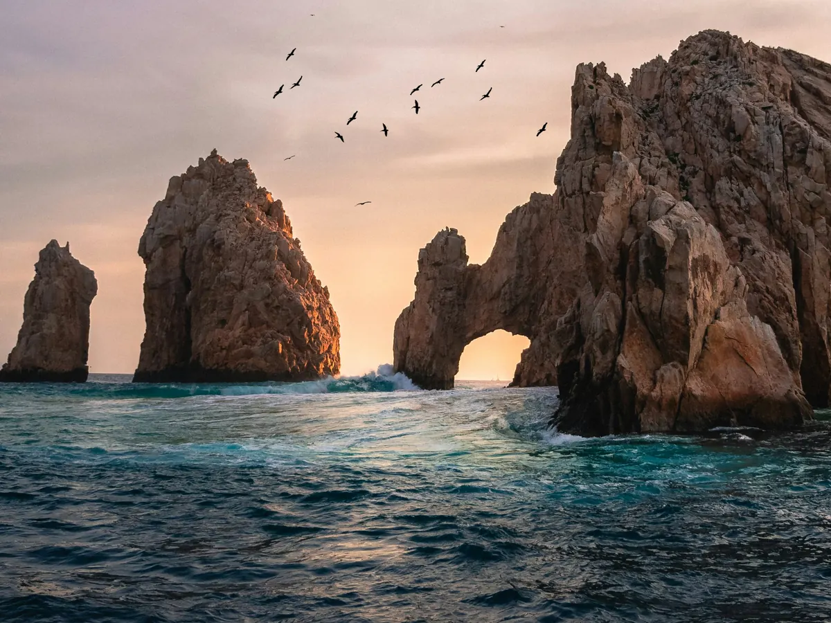 Rock arch at Cabo San Lucas at dusk